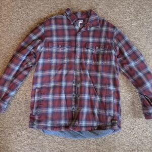 Duluth Trading Co Red and Blue Plaid Shirt Jacket